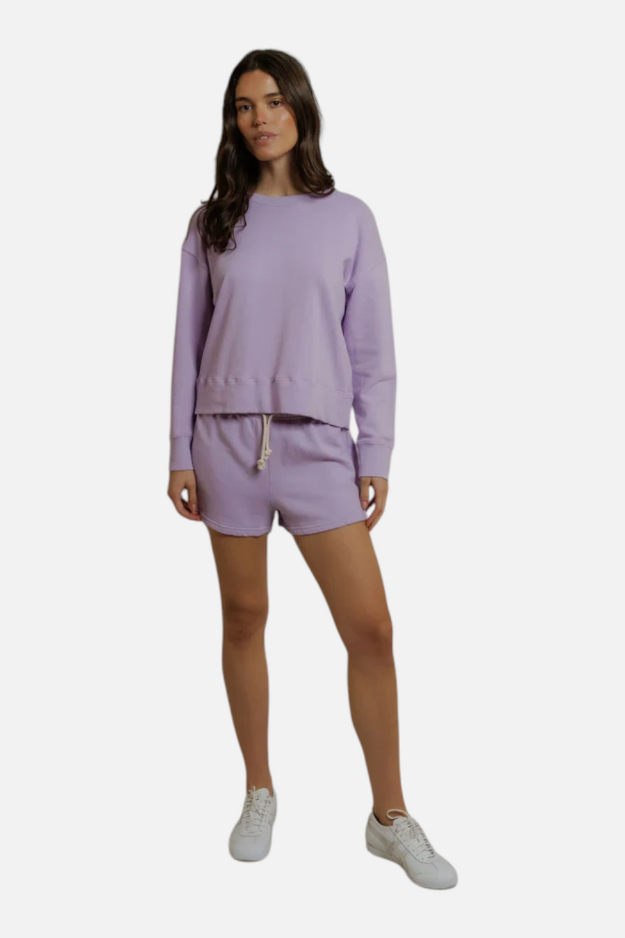 The Perfect Tee Layla French Terry Sweat Short in Ultraviolet Purple – detail