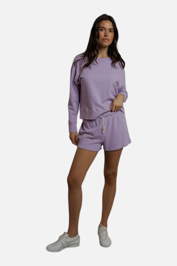 The Perfect Tee Layla French Terry Sweat Short in Ultraviolet Purple