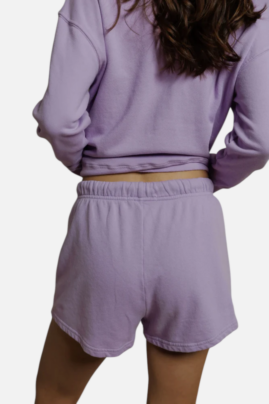 The Perfect Tee Layla French Terry Sweat Short in Ultraviolet Purple – side view