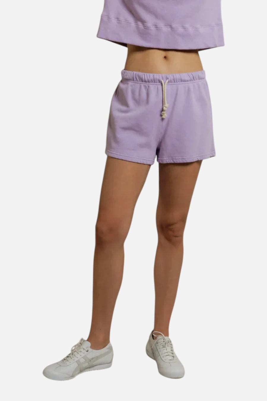 The Perfect Tee Layla French Terry Sweat Short in Ultraviolet Purple – detail