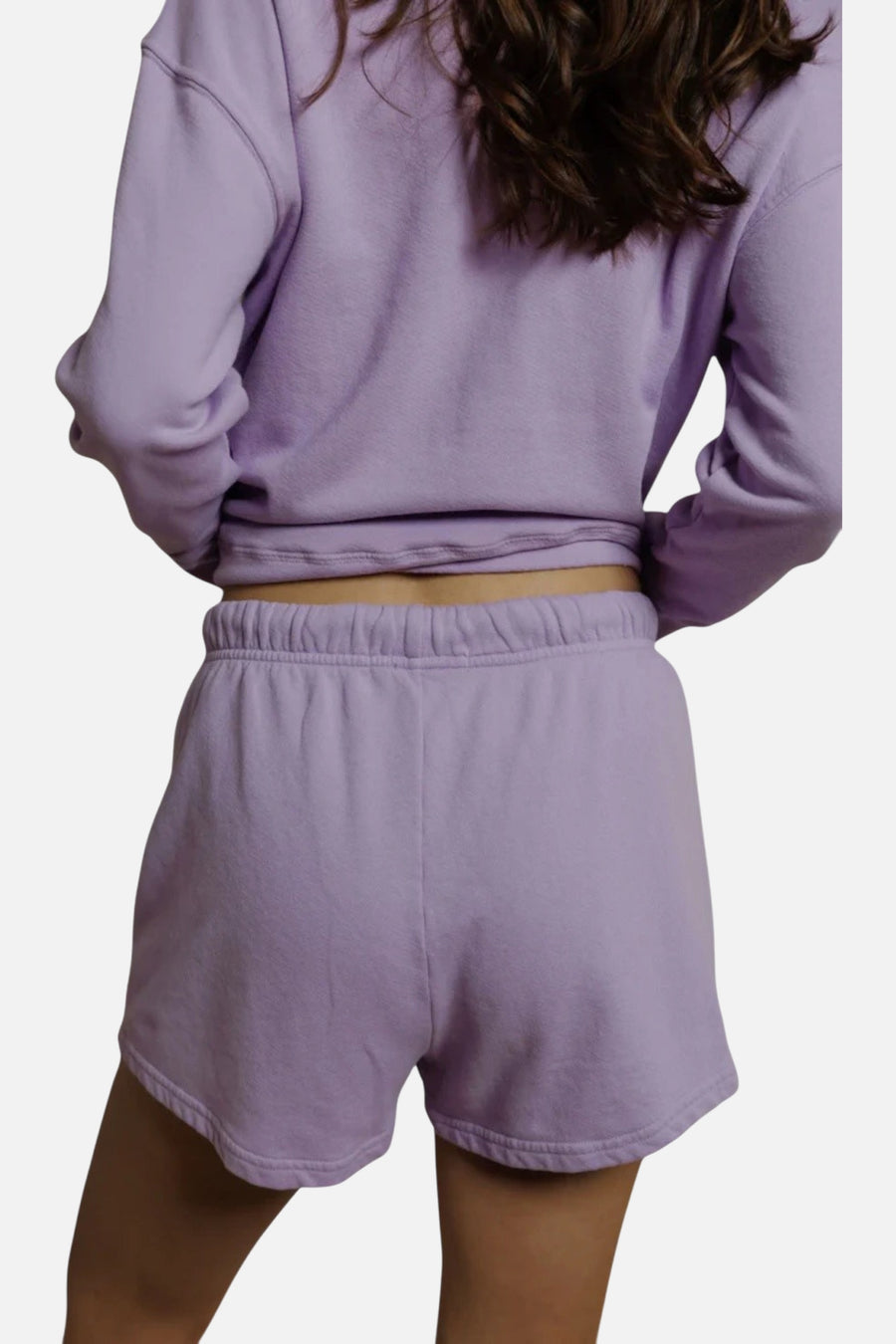 The Perfect Tee Layla French Terry Sweat Short in Ultraviolet Purple – detail