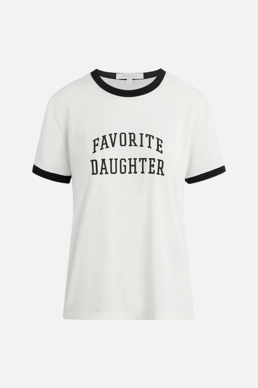 The Women's Collegiate Ringer Tee in White/Black – front view