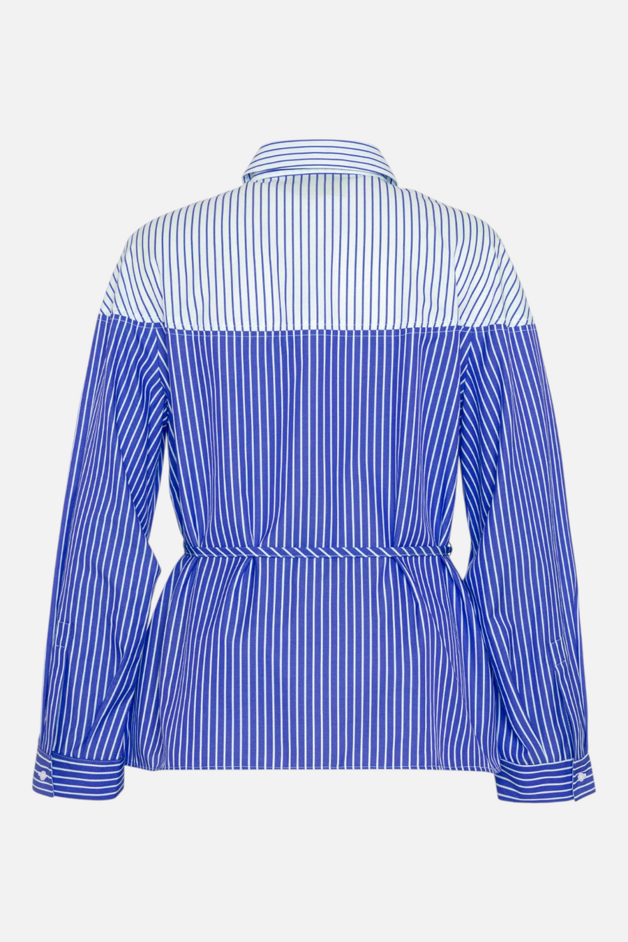 Theo The Label Echo Mix Stripe Colorblock Shirt in Etherlight Blue – alternate