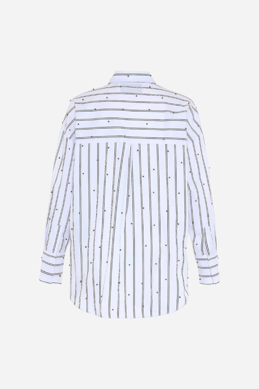 Theo the Label Echo Pearly Shirt in White/Gunmetal – detail