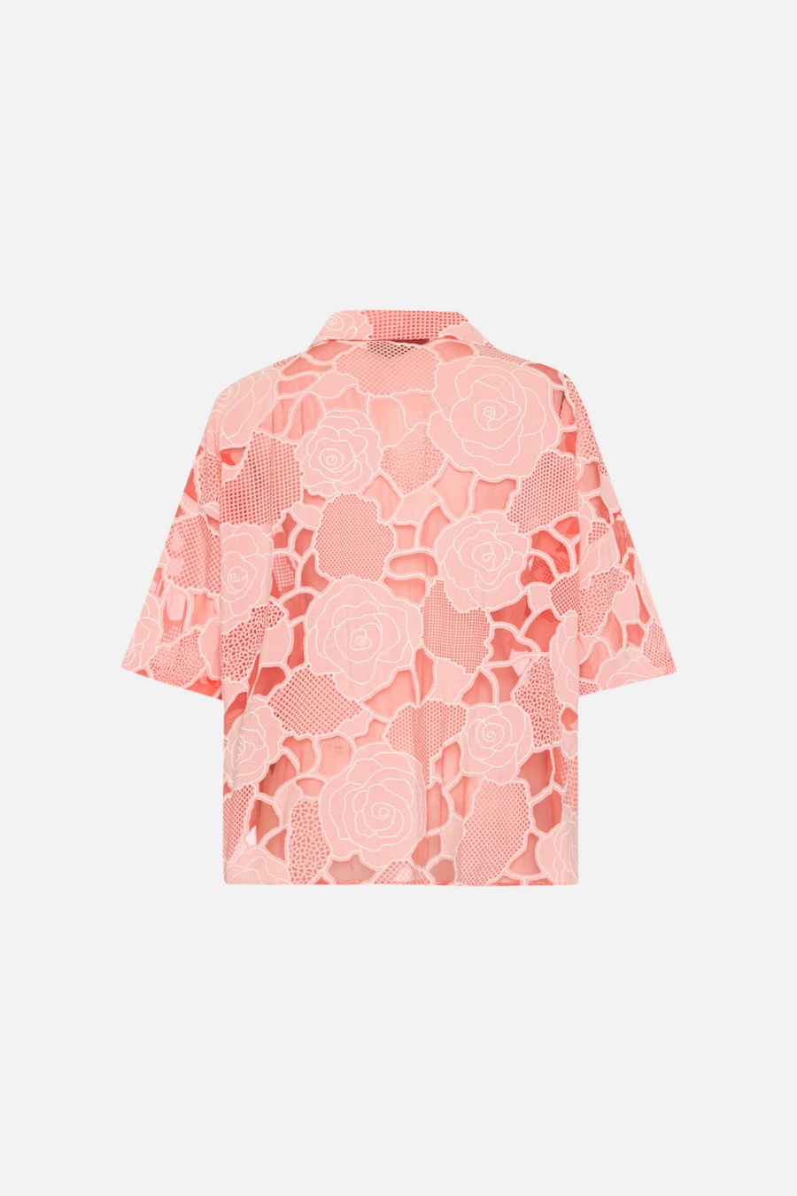 Theo the Label Ourania Oversized Drape Shirt in Aurora Peach – detail