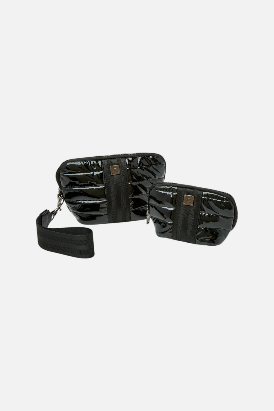 Think Royln Double Stash Bag in Black Patent – front view