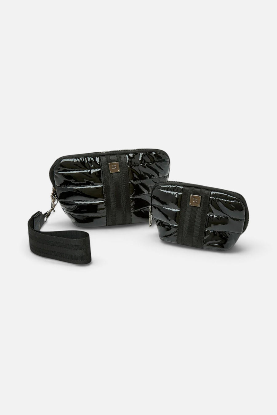 Think Royln Double Stash Bag in Black Patent – side view