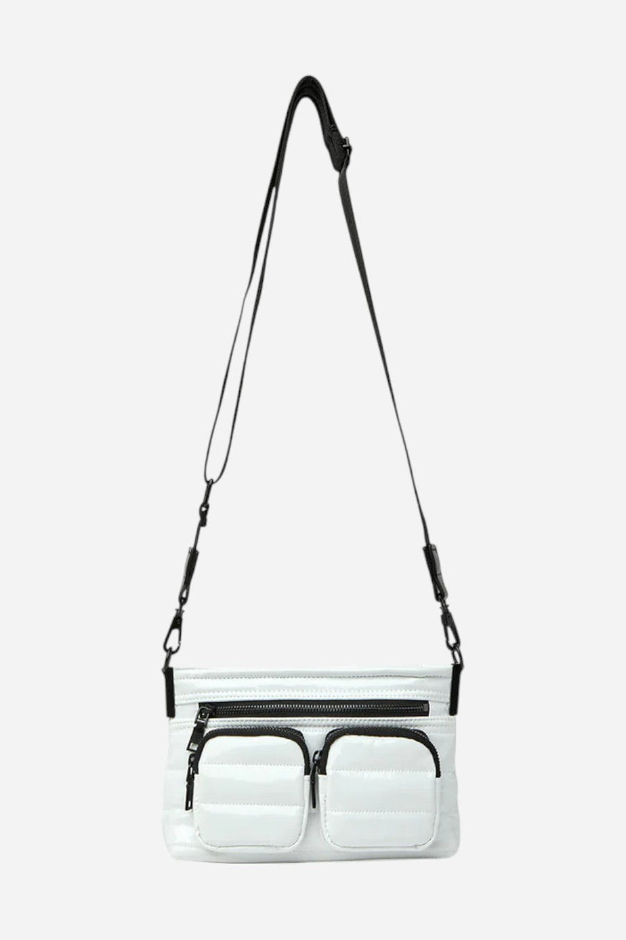 Think Royln Double Trouble in White Patent – back view