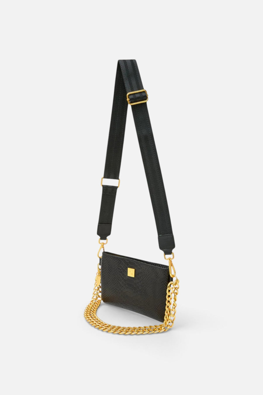 Think Royln Fame in Black Python Leather – three-quarter view