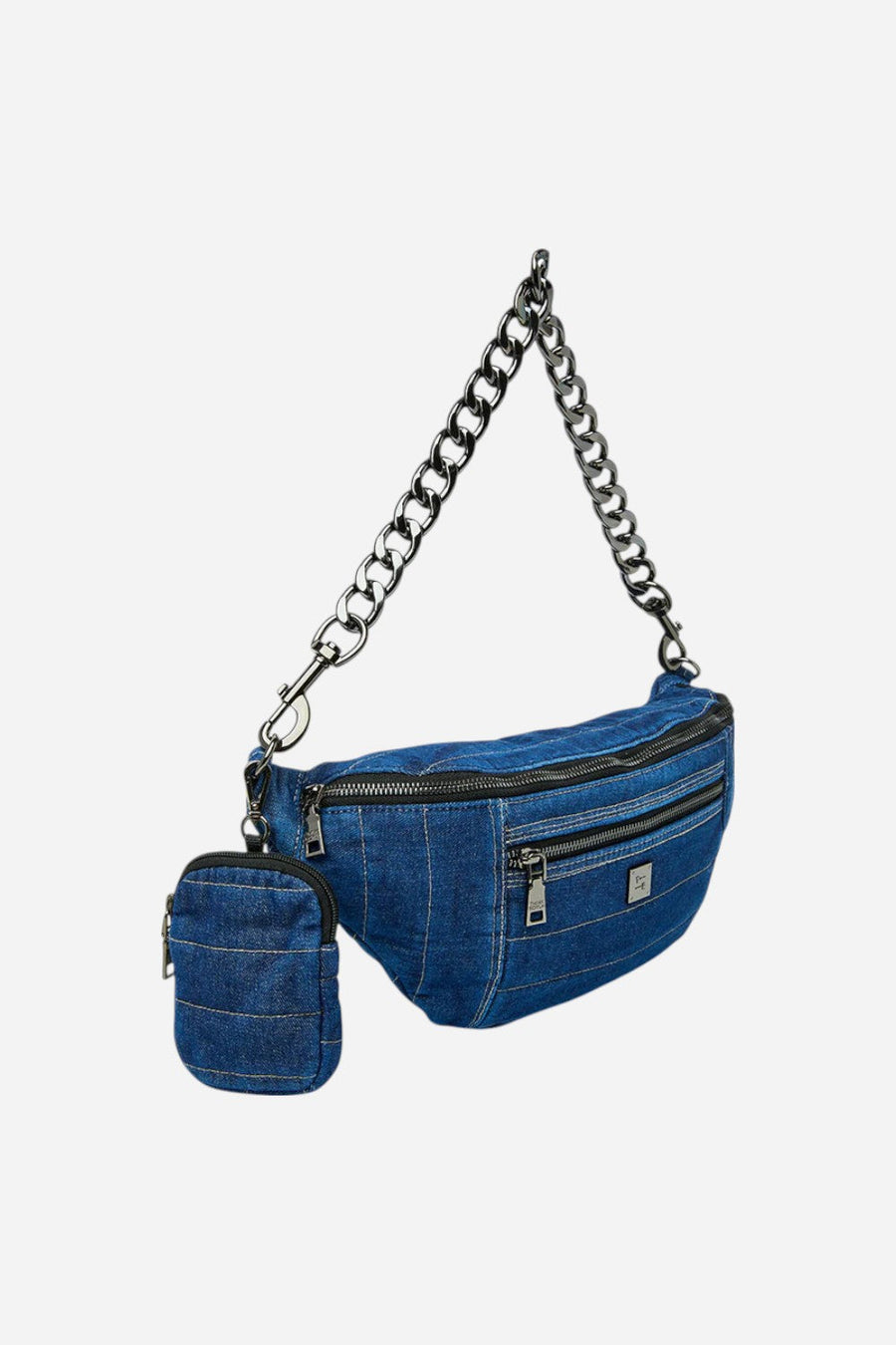 Think Royln Sister Sling Bag Stone Washed Denim – flat lay