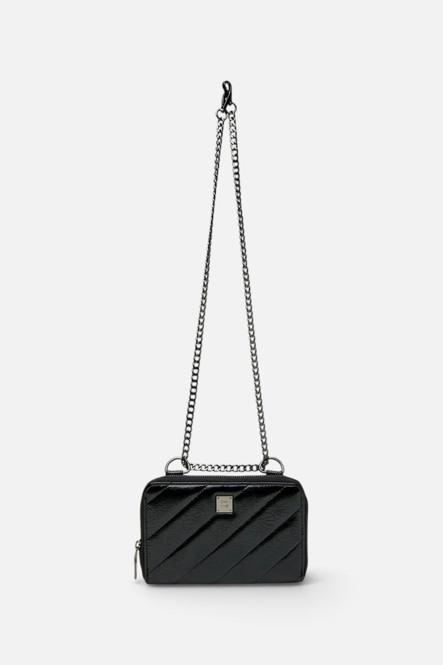 Think Royln Starlet Wallet Bag in Luxe Crackled Black – front view