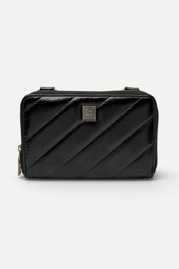 Think Royln Starlet Wallet Bag in Luxe Crackled Black