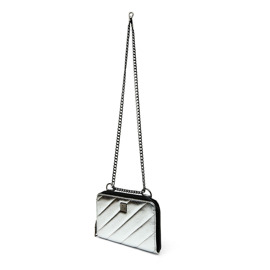 Think Royln Starlet Wallet Bag in Luxe Crackled Silver – back view