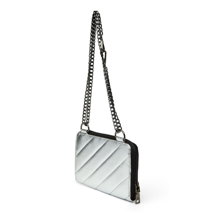 Think Royln Starlet Wallet Bag in Luxe Crackled Silver – detail