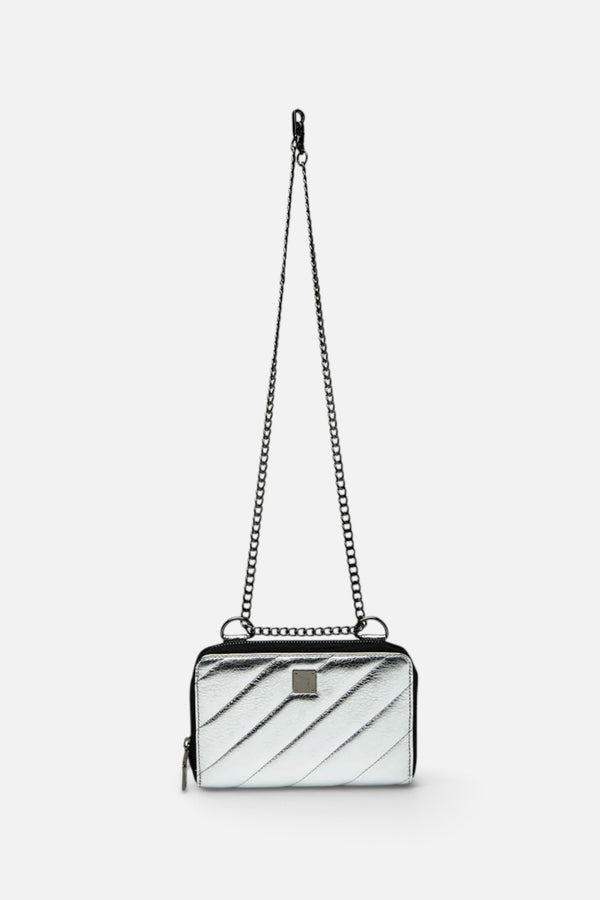 Think Royln Starlet Wallet Bag in Luxe Crackled Silver