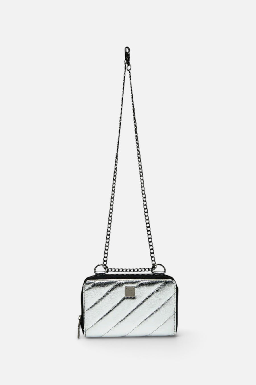 Think Royln Starlet Wallet Bag in Luxe Crackled Silver – front view