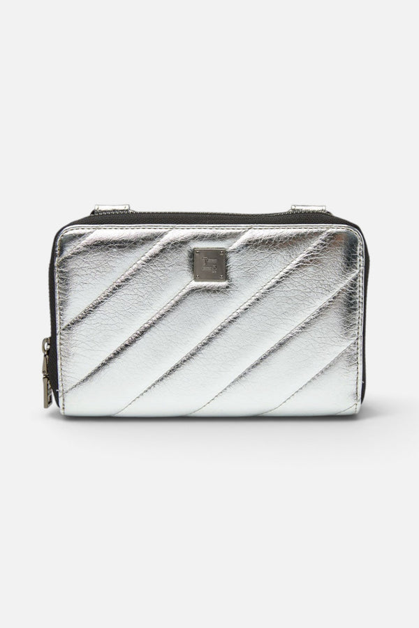 Think Royln Starlet Wallet Bag in Luxe Crackled Silver
