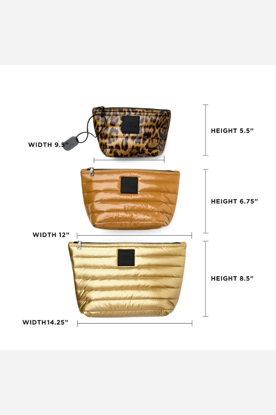 Think Royln Travel Trio Organizational Pouches in Mineral Gold Glossy Nude & Pearl Leopard – alternate