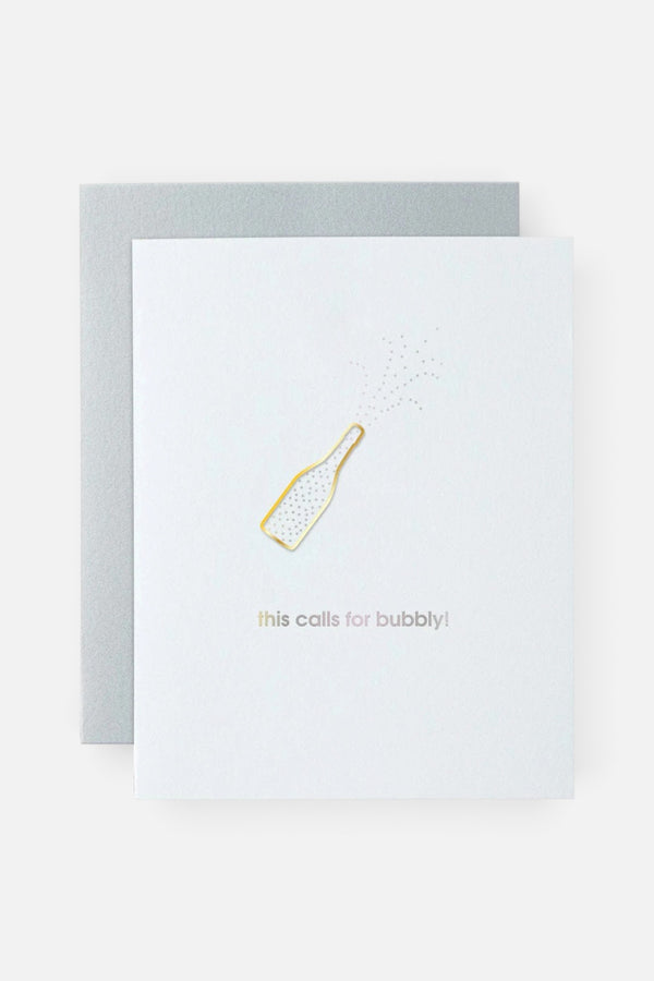 Chez Gagne This Calls for Bubbly Paper Clip Letterpress Card