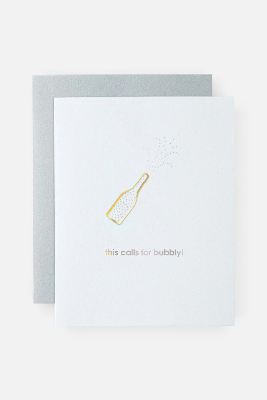 This Calls For Bubbly Paper Clip Letterpress Card – front view