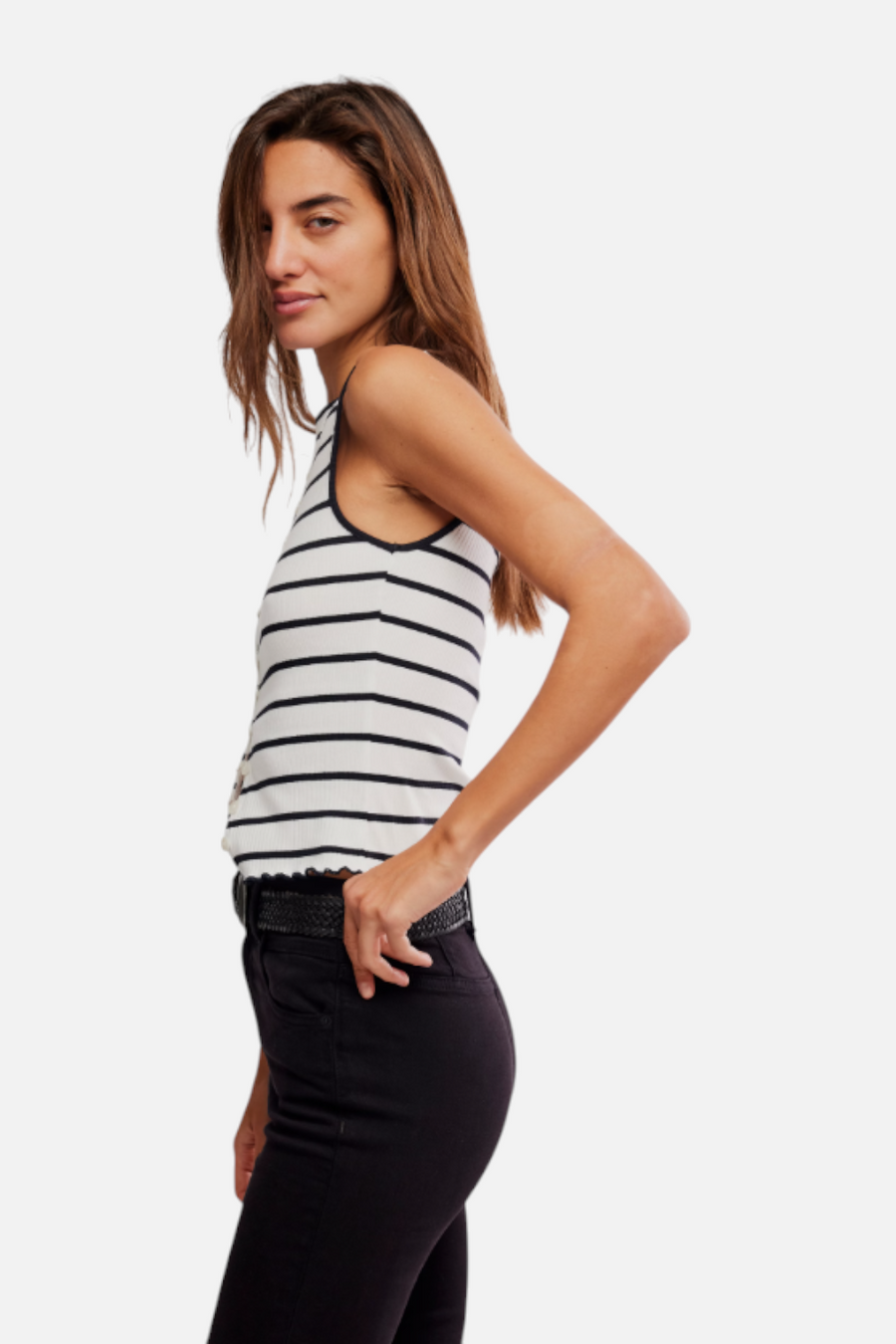 Free People Tilly Striped Tank in Black and White