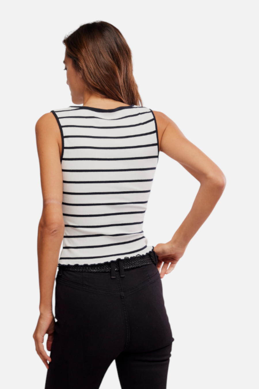 Free People Tilly Striped Tank in Black and White