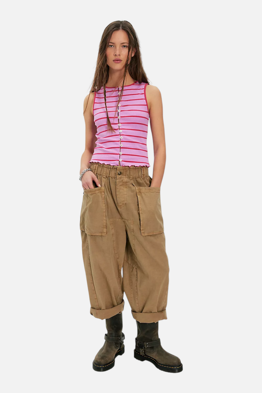 Free People Tilly Striped Tank in Orchid Combo