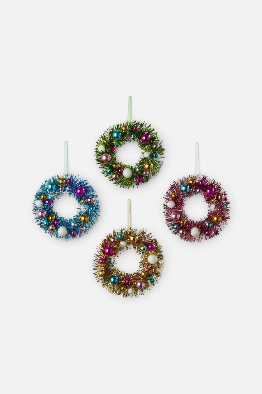 Tinsel Wreath Ornament, 6.5 in – front view