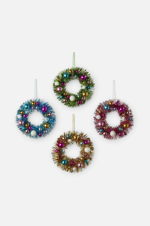Tinsel Wreath Ornament, 6.5 in