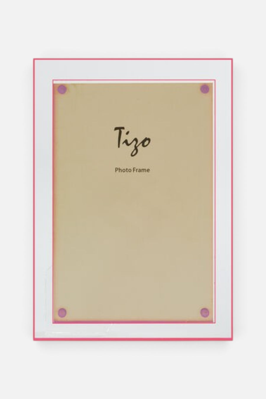 Tizo 4x6 Lucite Frame with Pink Border – front view