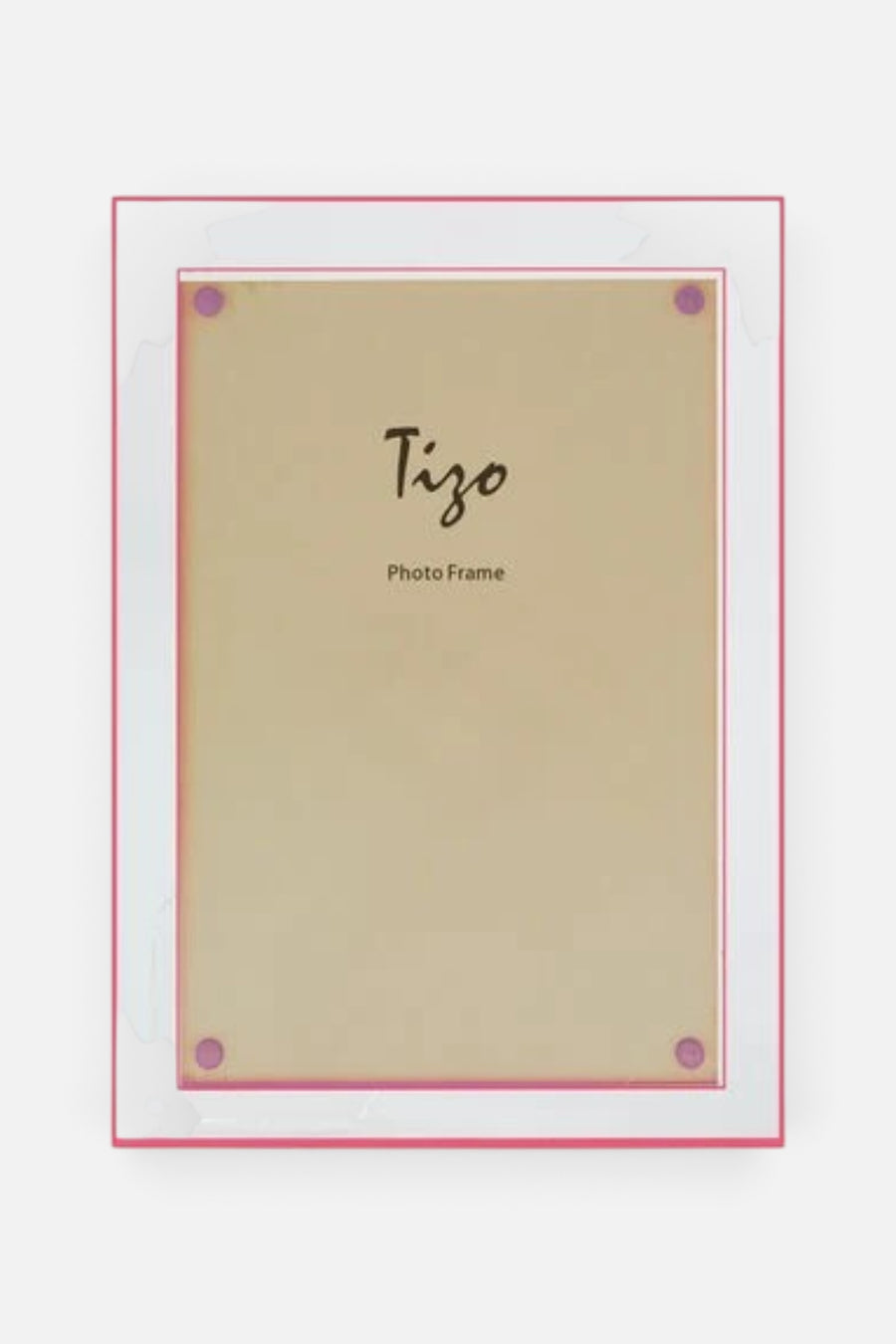 Tizo 5x7 Lucite Frame with Pink Border – front view