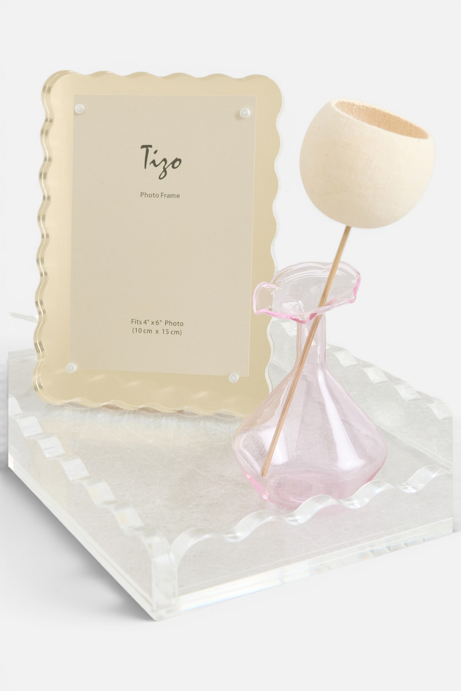 Tizo Angled Neck Vase Large in Pink – back view