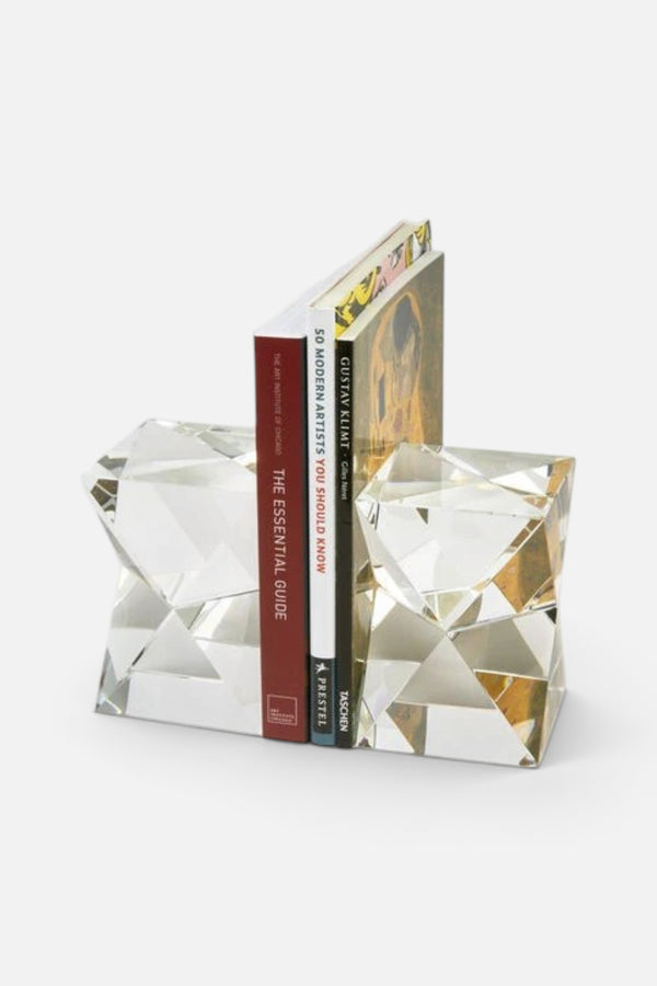 Tizo Crystal Rect. Diamond Cut Bookend Pair Set of 2