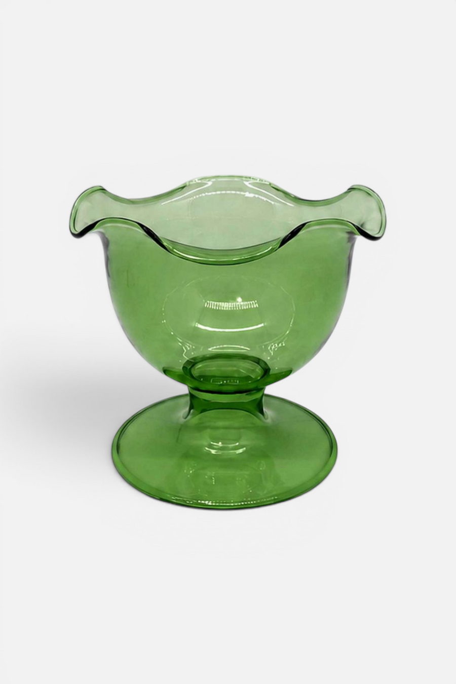 Tizo Glass Footed Bowl in Green – front view