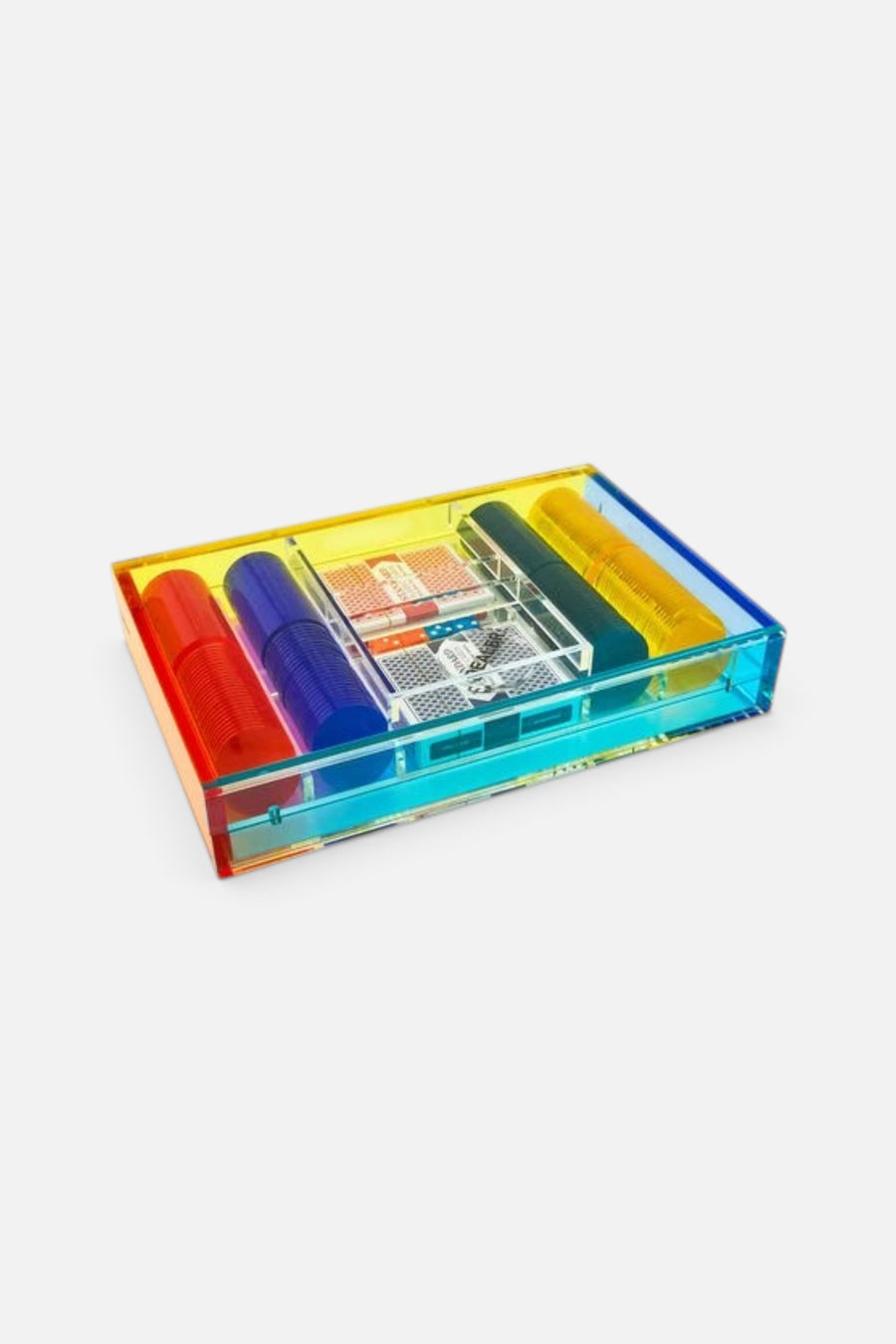 Tizo Lucite Acrylic Poker Set Multi Color – front view