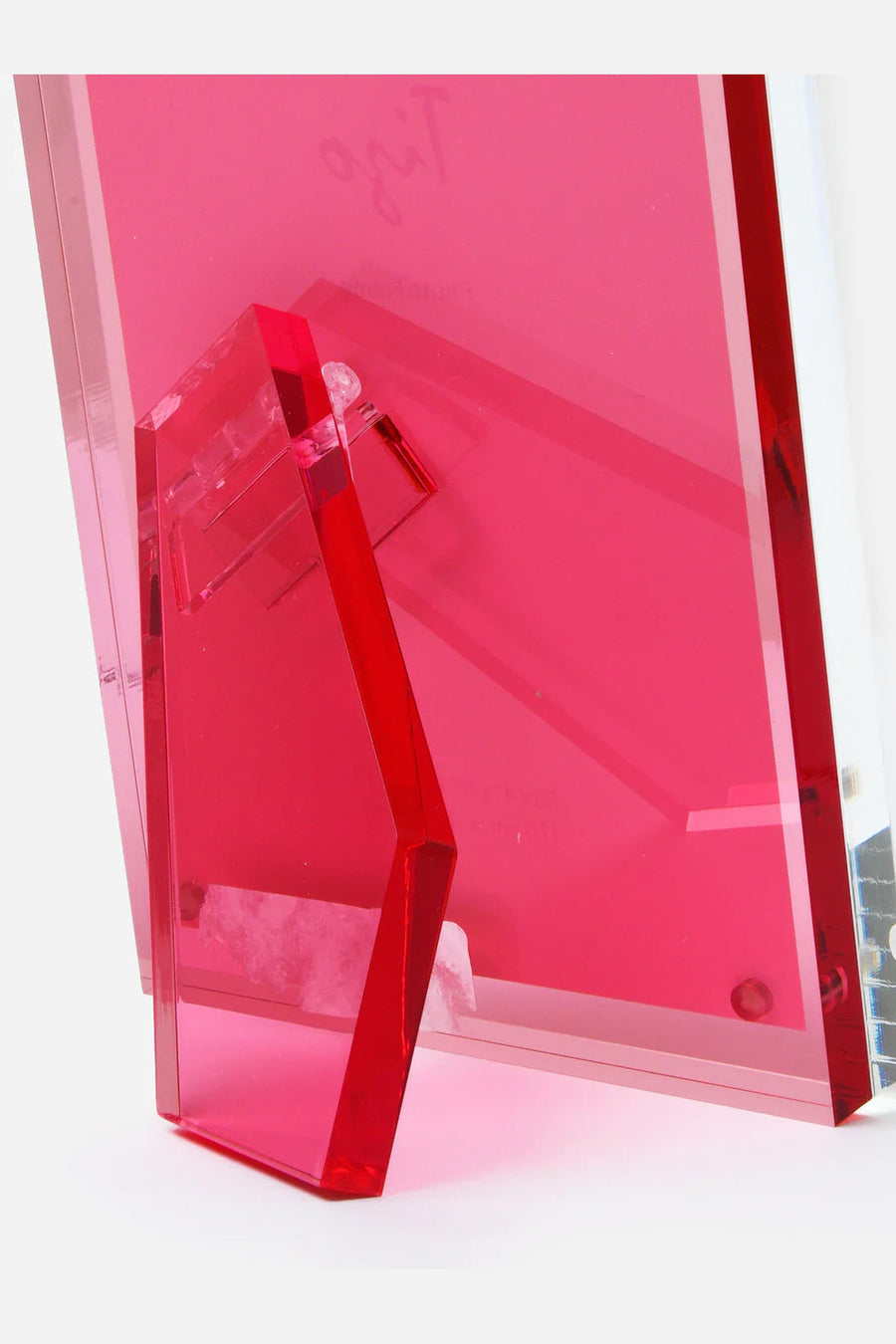 Tizo Lucite Frame with Pink Back - 4x6 – back view