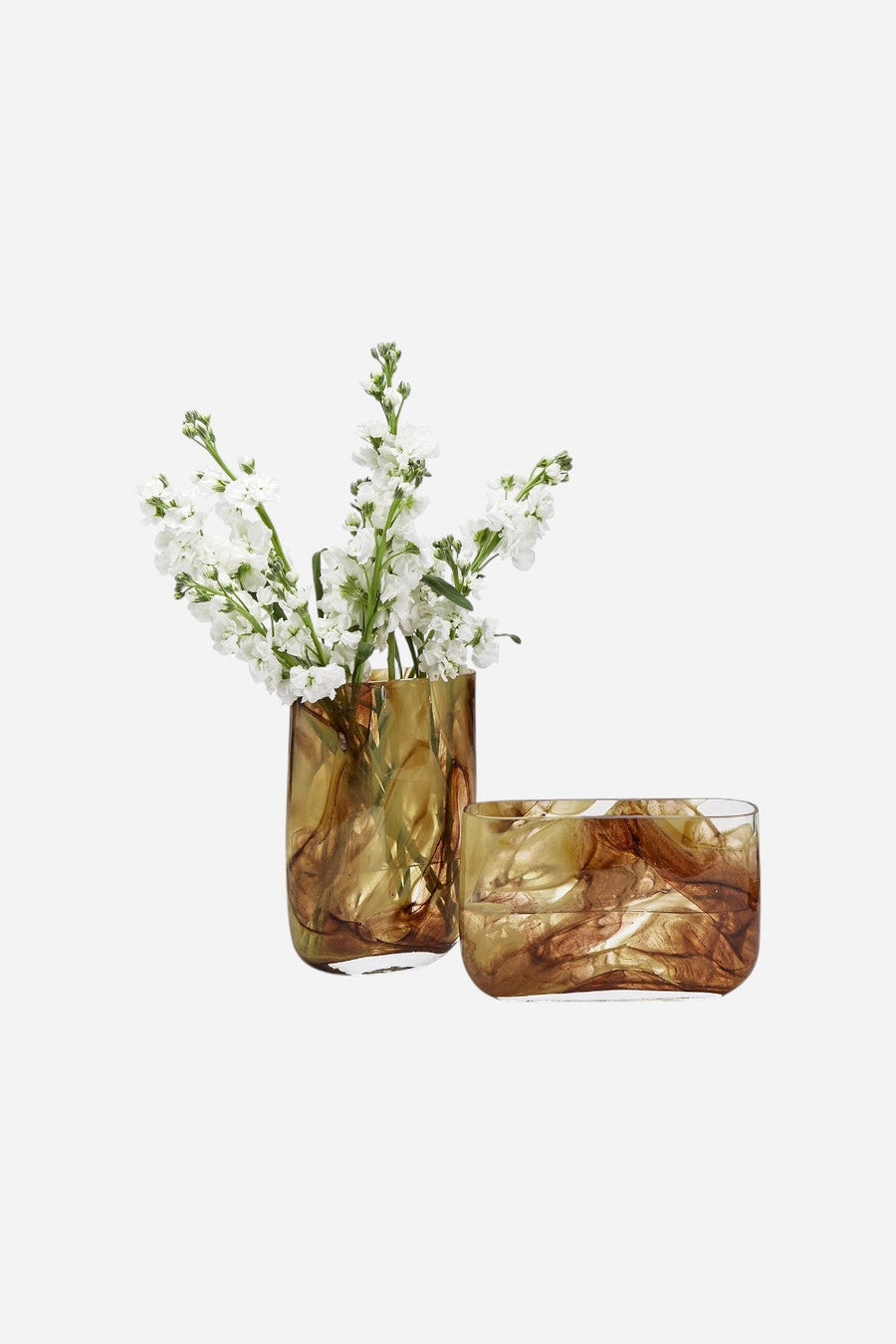 Tortoise Organic Swirl Hand Blown Glass Vase – back view