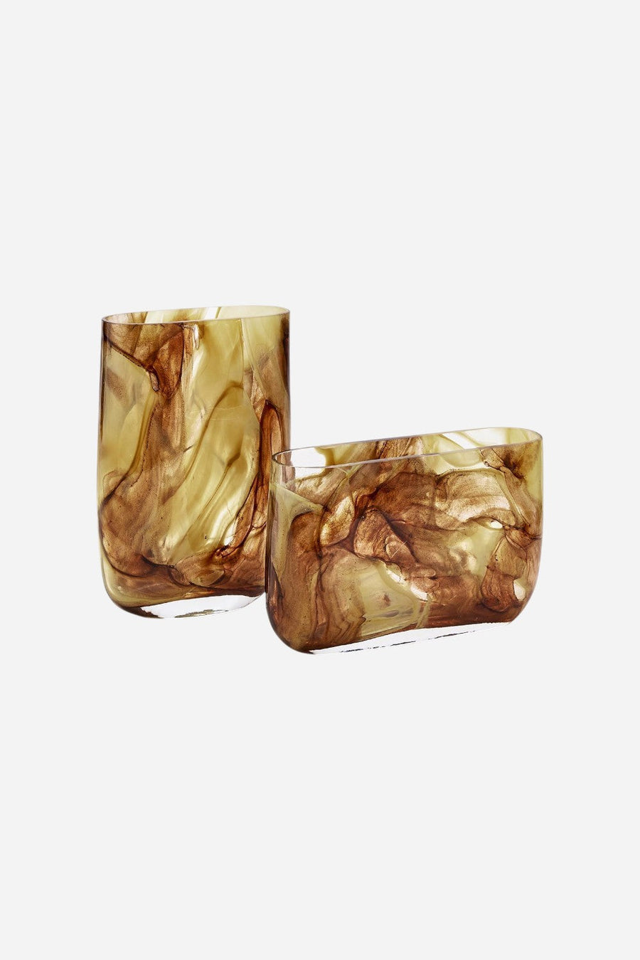 Tortoise Organic Swirl Hand Blown Glass Vase – front view