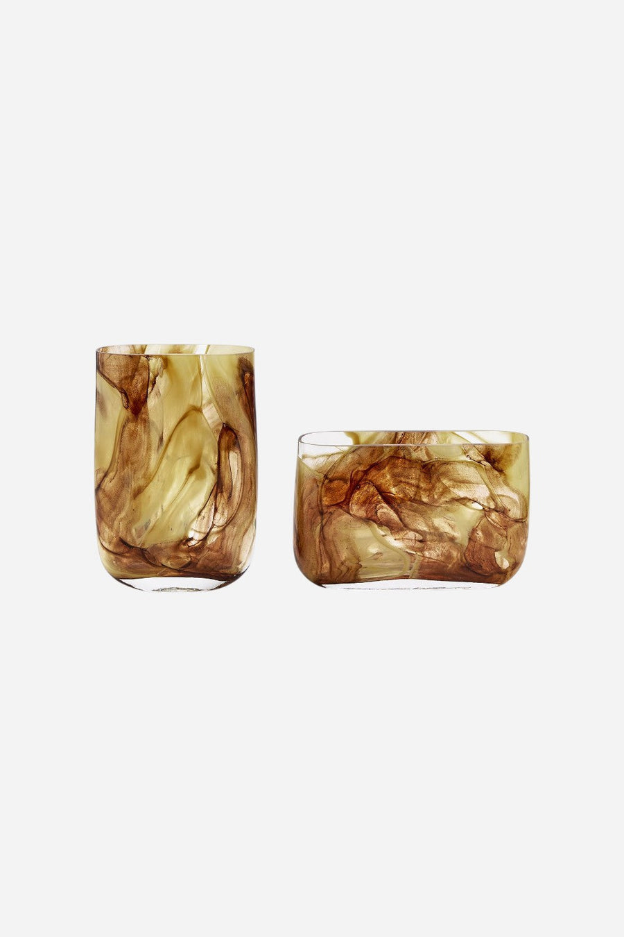 Tortoise Organic Swirl Hand Blown Glass Vase – side view