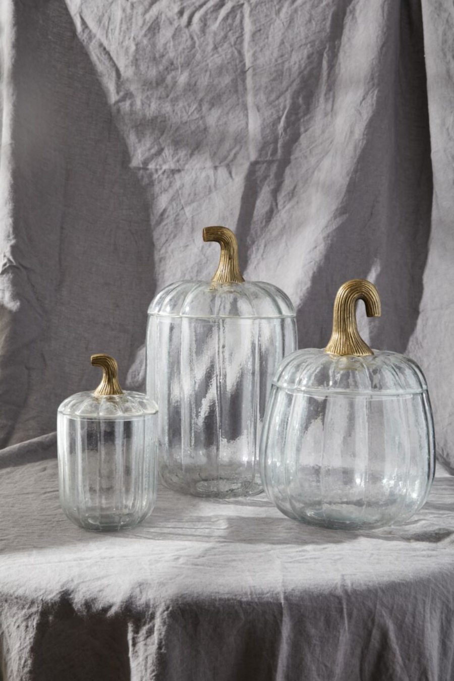 Translucent Glass Pumpkin Terrarium, Large – back view