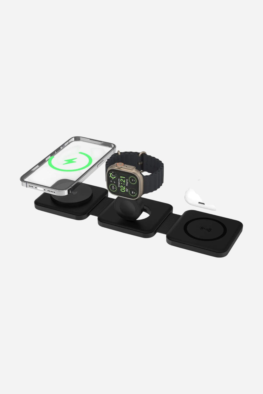 Tri Fold Charging Station with USB C Adapter – back view