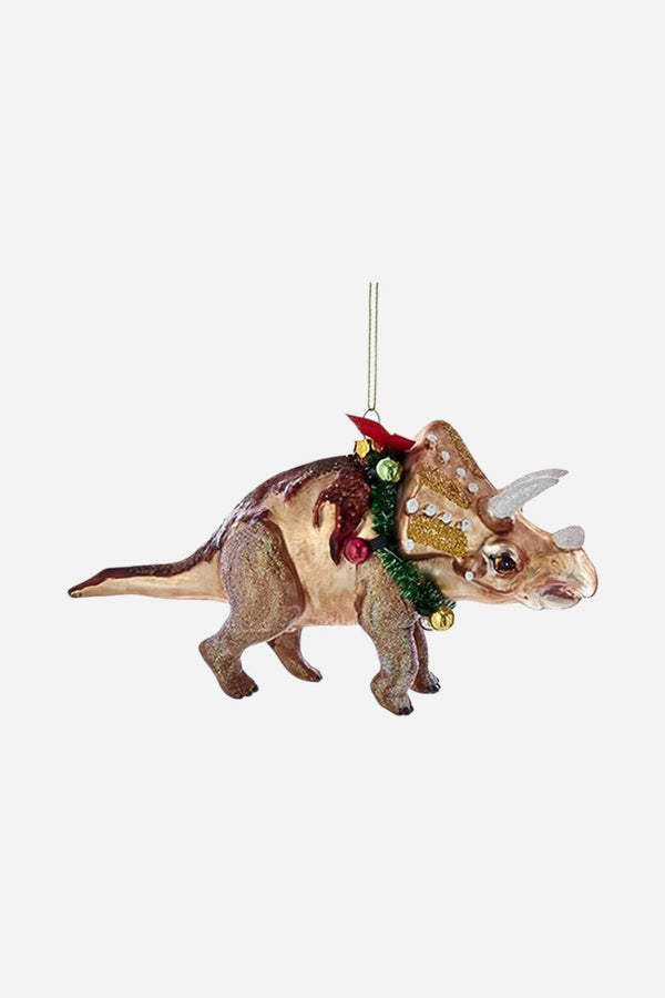 Triceratops Glass Ornament