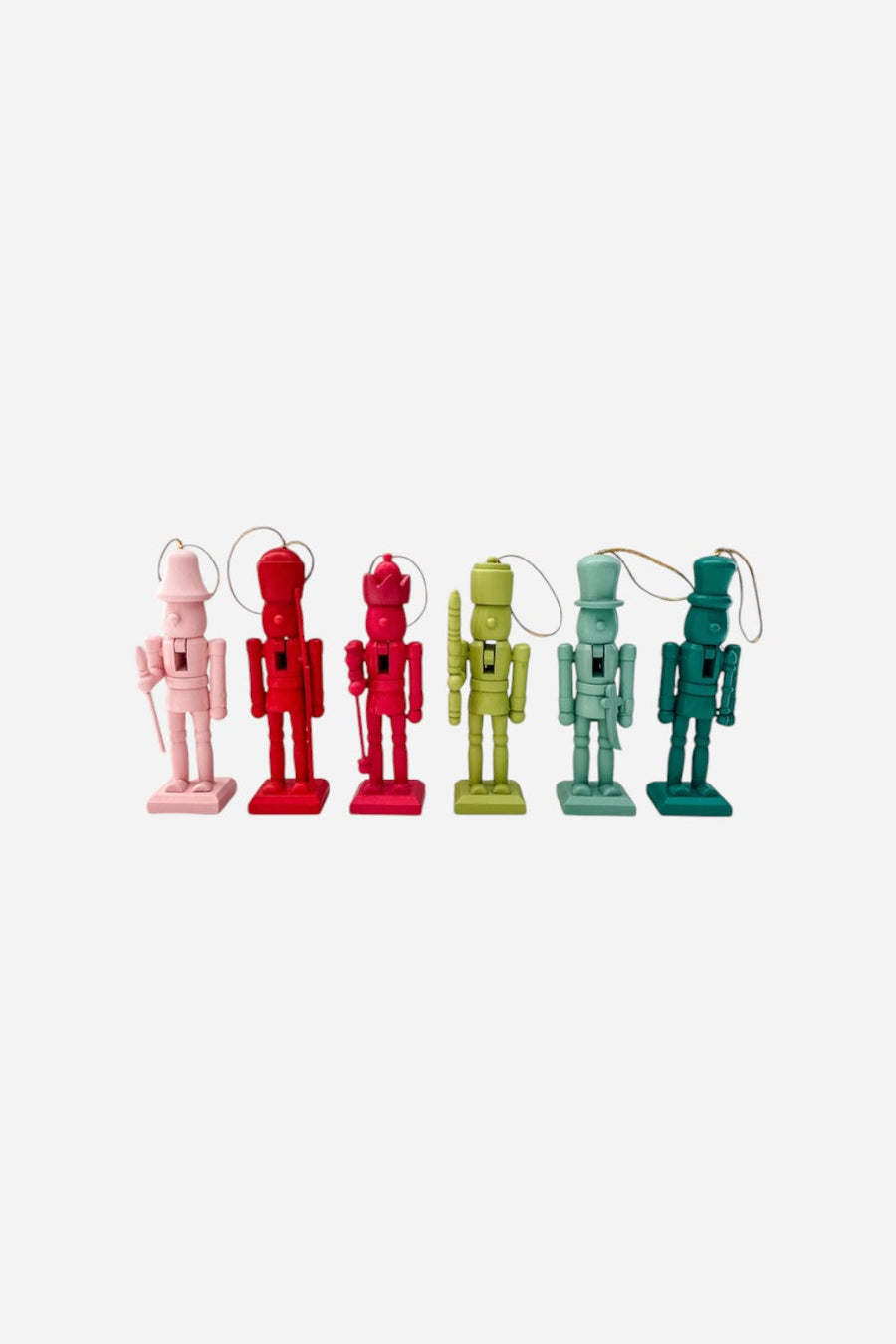 Trim & Twine Colorful Nutcrackers Set of 6 – front view
