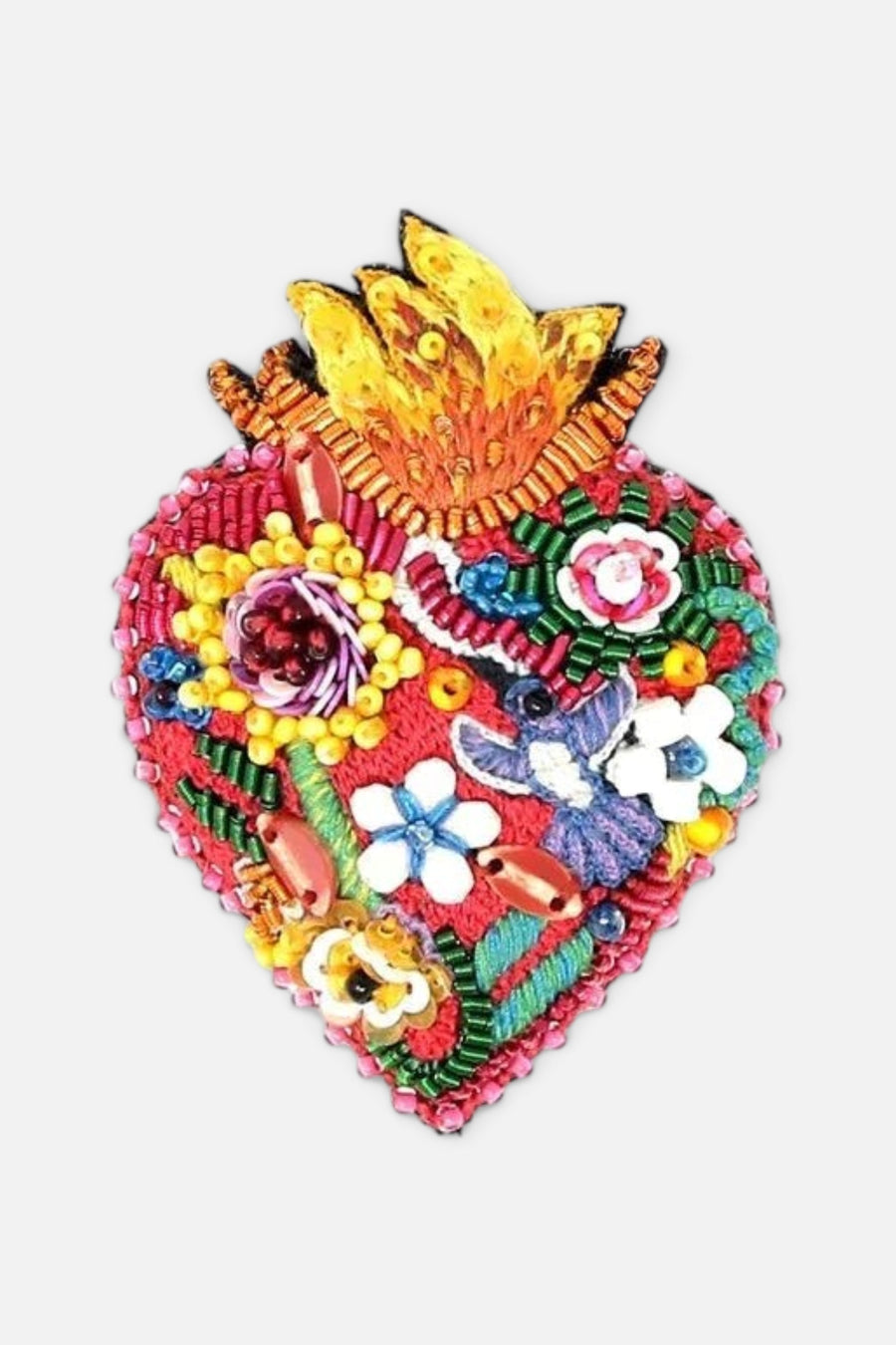 Trovelore Flaming Heart Brooch Pin – front view