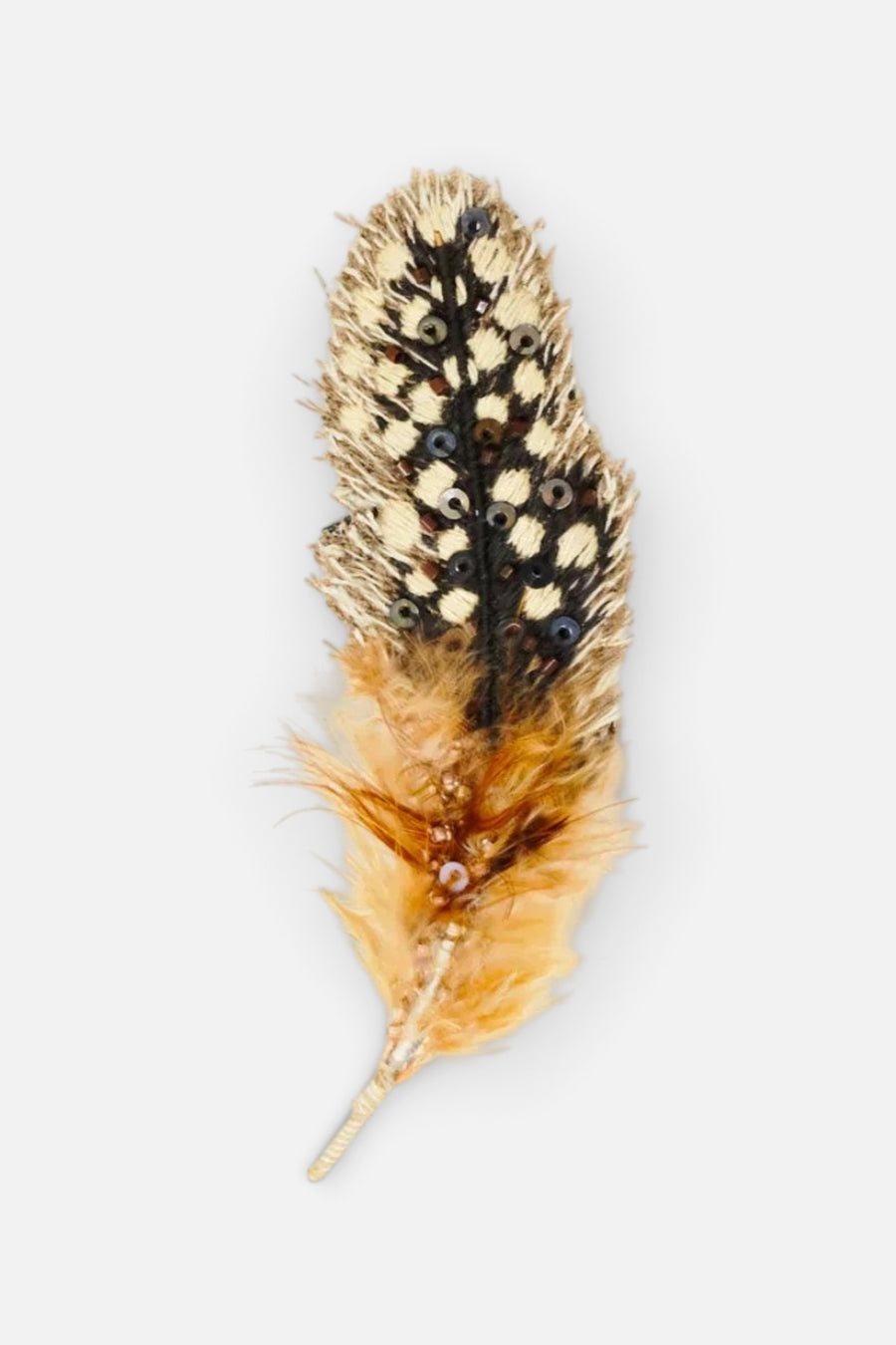 Trovelore Guinea Feather Brooch Pin – front view