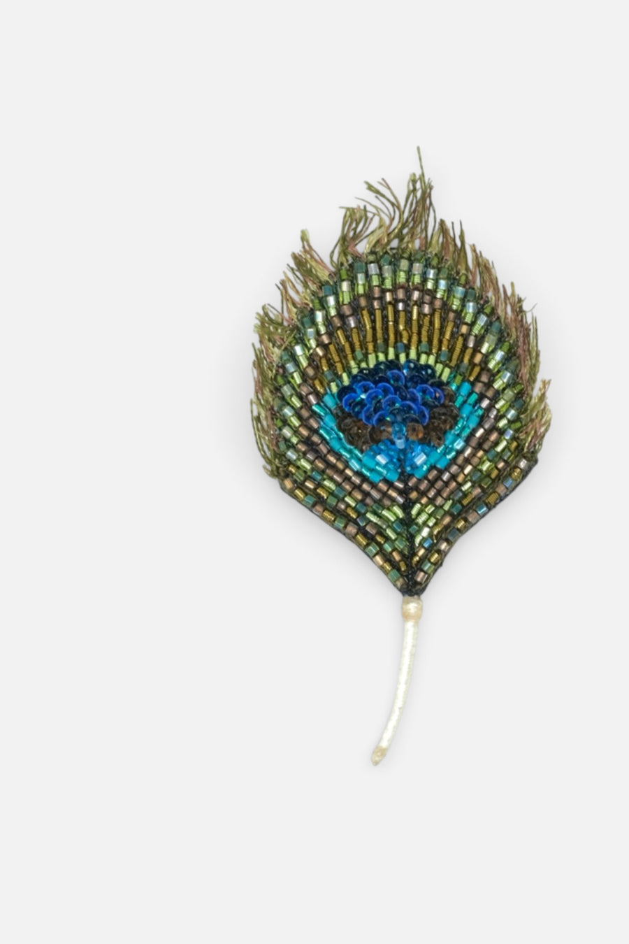 Trovelore Luminous Peacock Feather Brooch Pin – back view