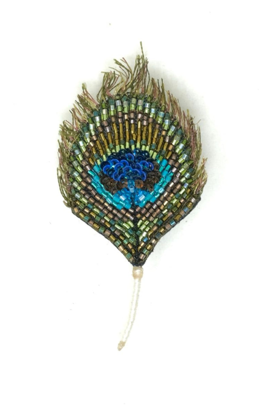 Trovelore Luminous Peacock Feather Brooch Pin – back view