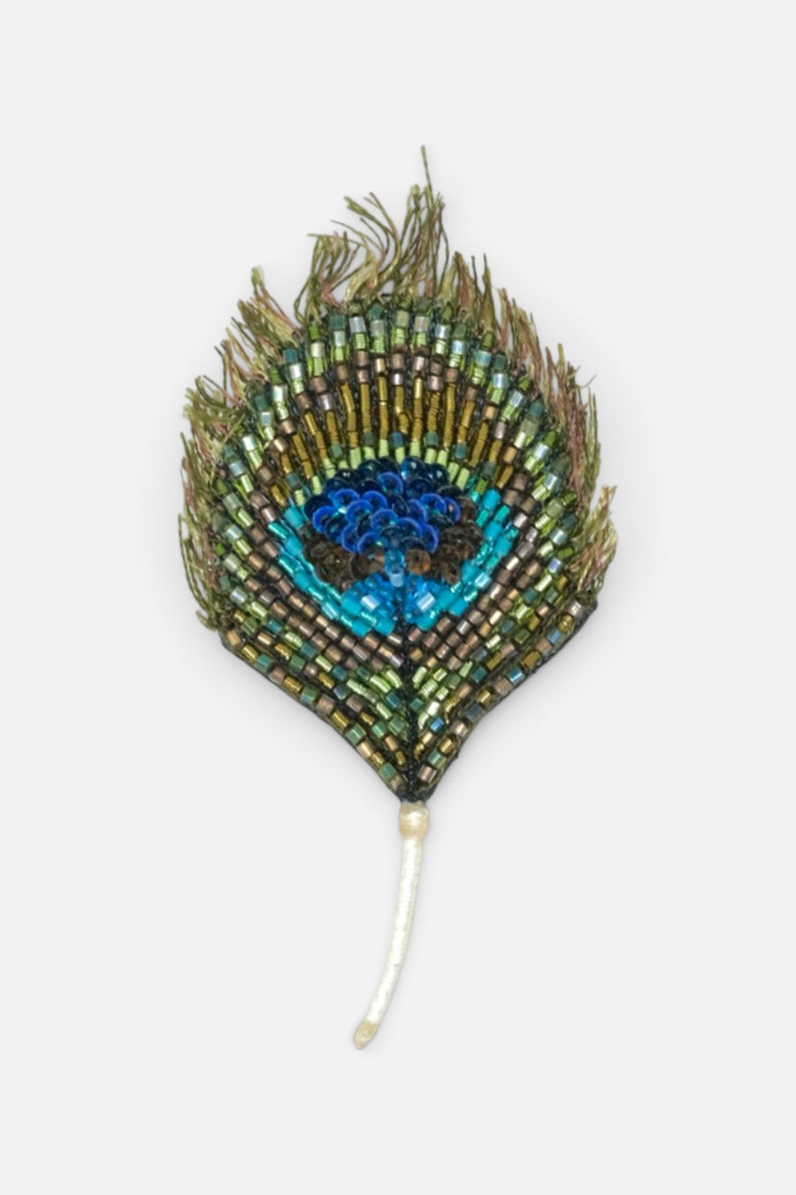 Trovelore Luminous Peacock Feather Brooch Pin – front view
