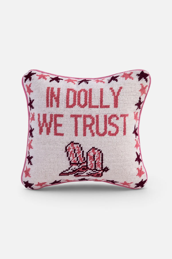 Trust Dolly Needlepoint Pillow in Pink
