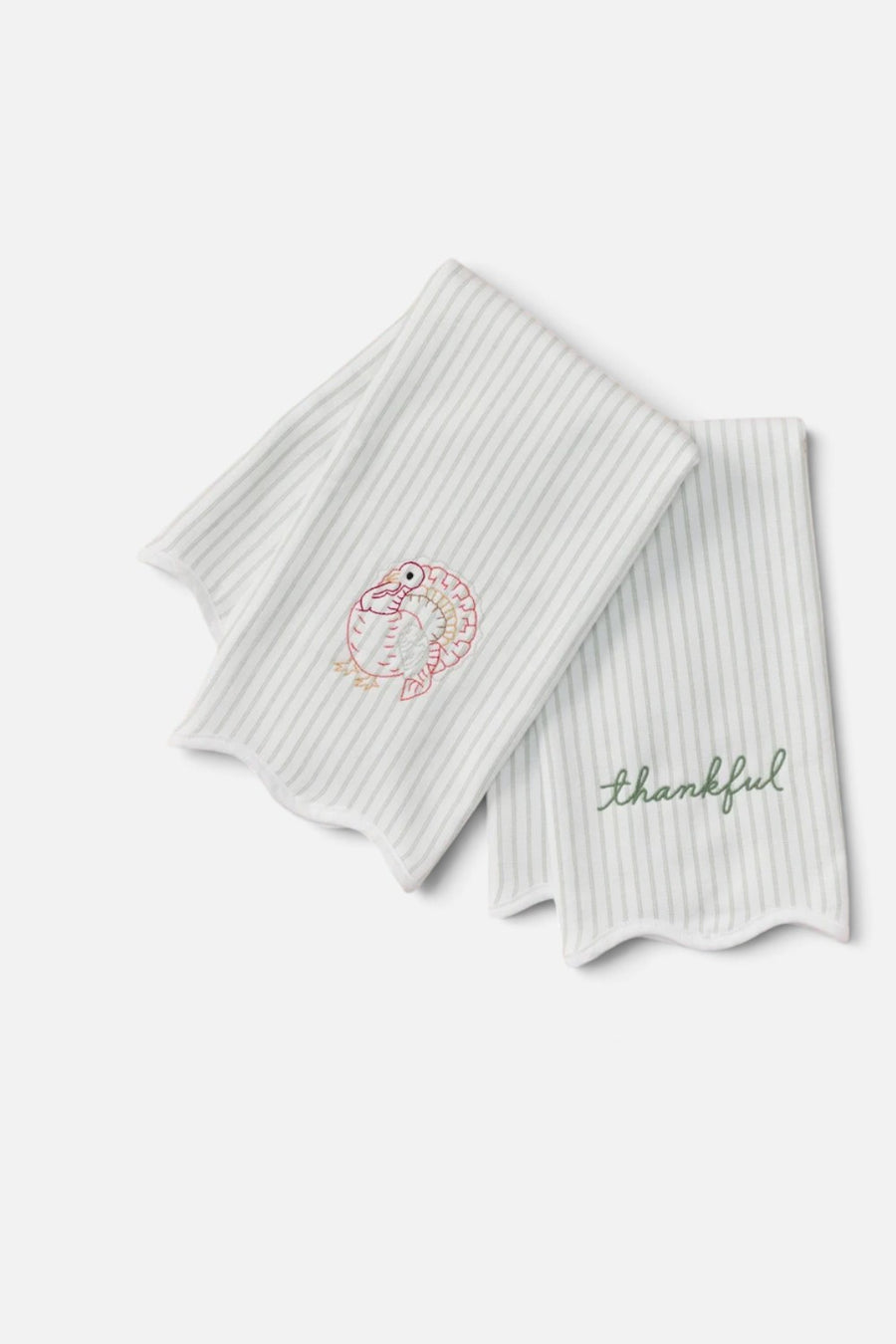 Weezie Thankful and Turkey kitchen towels, set of 2 with scalloped edge, alternate view 2